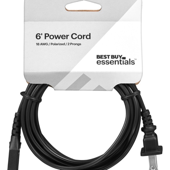Best Buy essentials™ - 6' 2-Slot Polarized Power Cord - Black - Picture 1 of 6